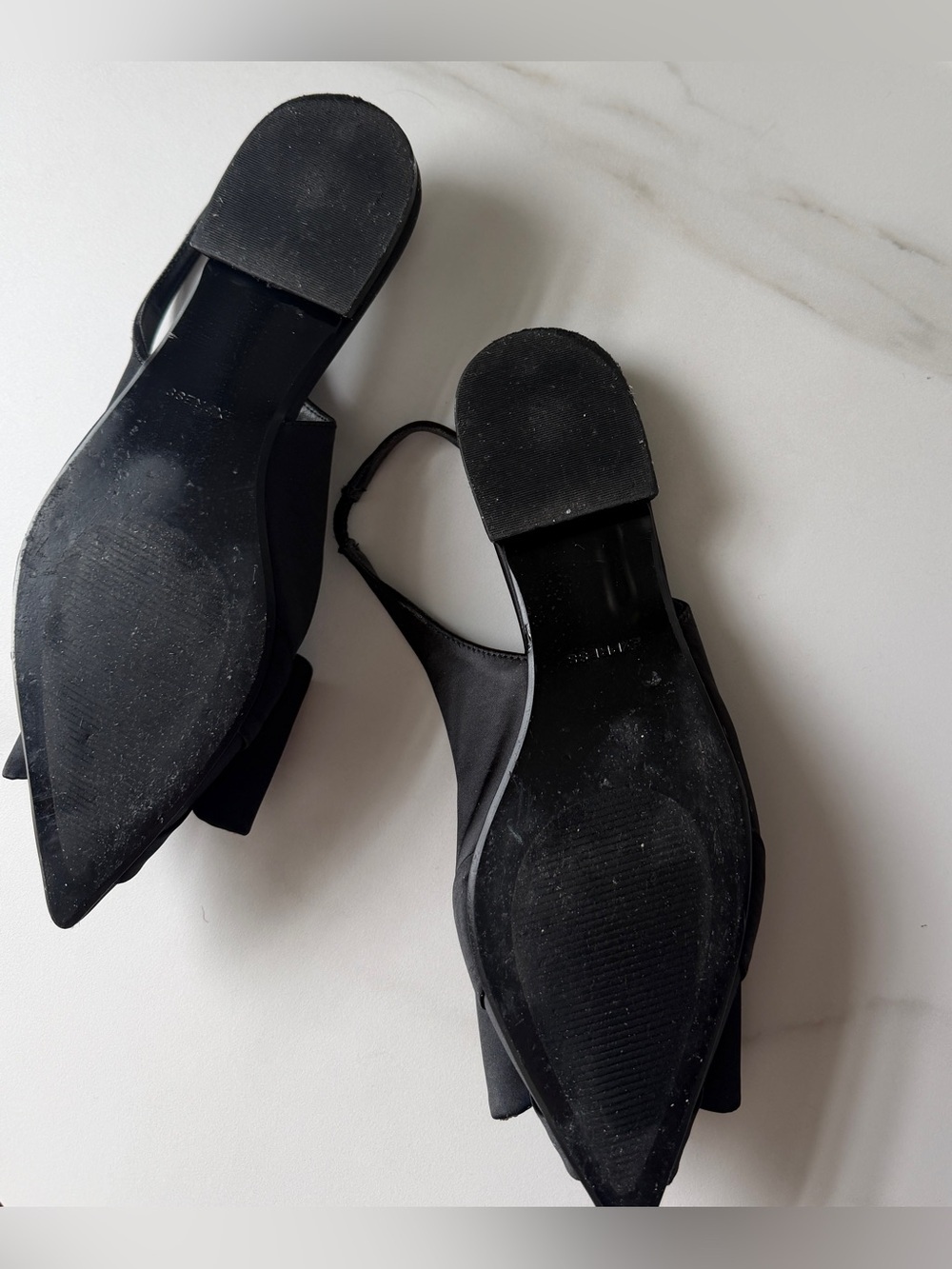 Express Black Bow Slingback Pointed Flats with Rhinestone Trim - Picture 3 of 5